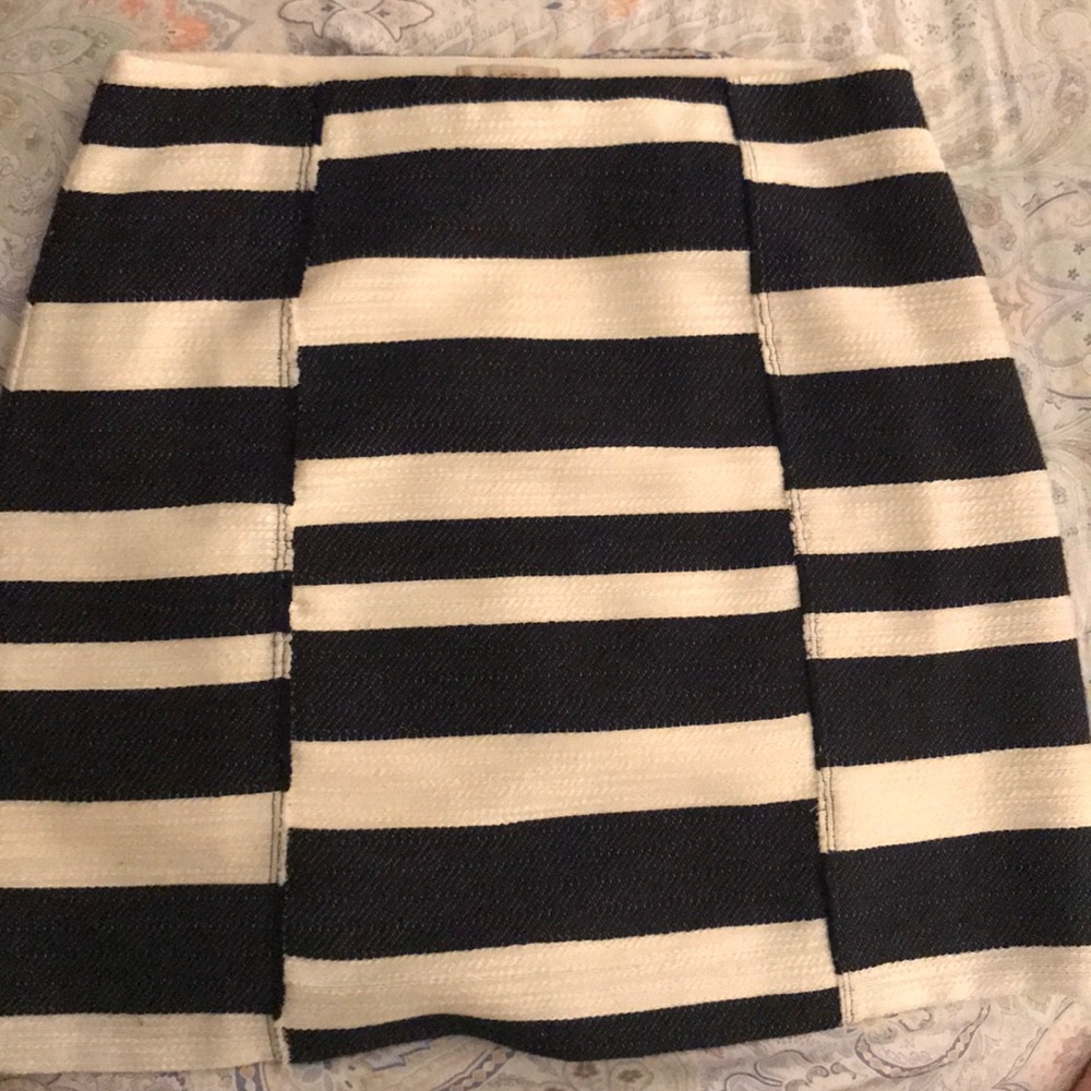Navy & White Paneled Stripe Skirt